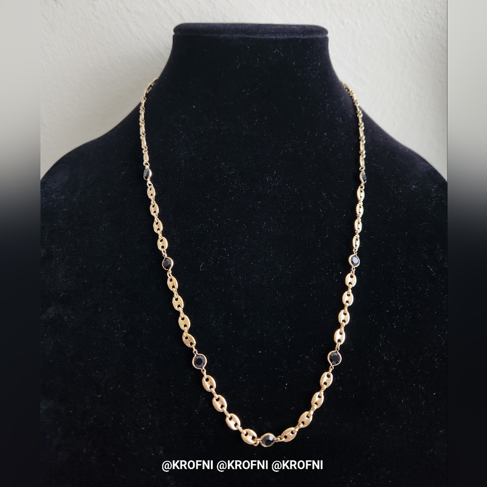 Givenchy Mariner Chain Necklace with Black Crystals